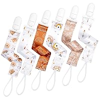 Vista 13 de BUNNYBEE Neutral Garden Friends - Juego de 6 clips para chupón para niños y niñas, elegante y práctico mordedores para bebés, baby shower