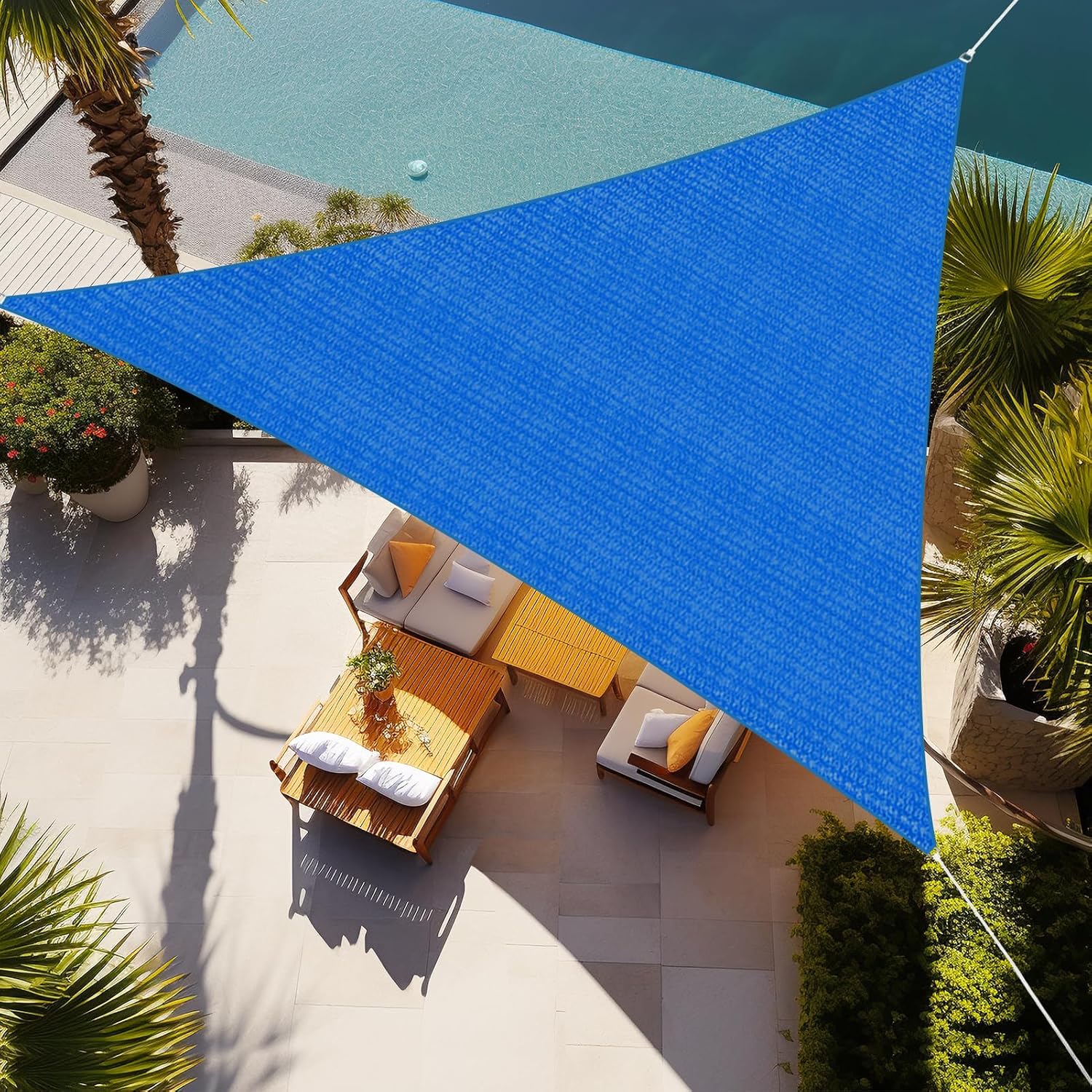 Shade&Beyond Shade Sail 18'X18'X25.5' Triangle Blue Breathable UV Block Outdoor Canopy for Backyard Patio Pergola Garden Deck(We Make Custom Size)