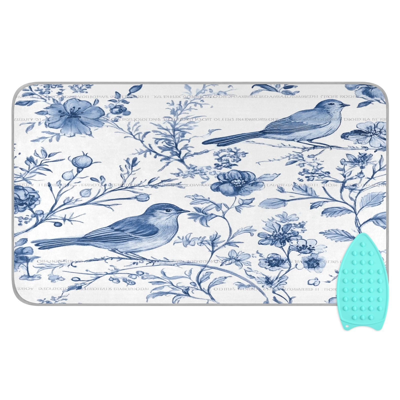 pnyoin Portable Ironing Mat Elegant French Flowers Travel Ironing Pad with Silicone Iron Rest for Steam Pressing on Tabletop or Bed Heat Resistant Portable Quilting & Travel Blanket