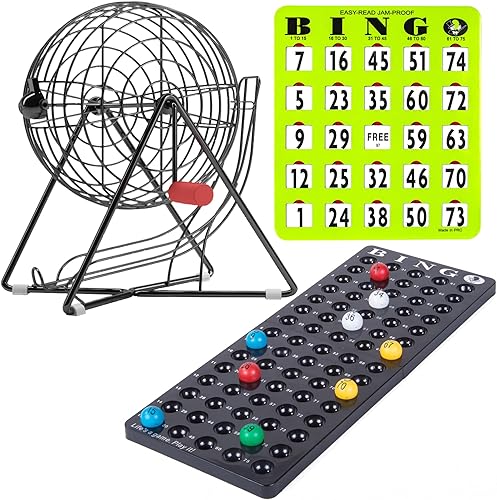 MR CHIPS Juego de jaula de bingo y bolas con 25 tarjetas deslizantes a prueba de atascos disponible en Yaxa Colombia