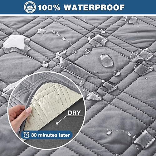 Miniatura 4 de TAOCOCO Funda para silla reclinable 100% impermeable, fundas antideslizantes para silla reclinable con bolsillo, funda lavable para silla