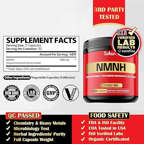 Miniatura 2 de NMNH (mononucleótido de dihidronicotinamida) -alternativa al suplemento NMN - 1000 mg por porción NAD Suplemento para apoyar NAD - 60 cápsulas - 30