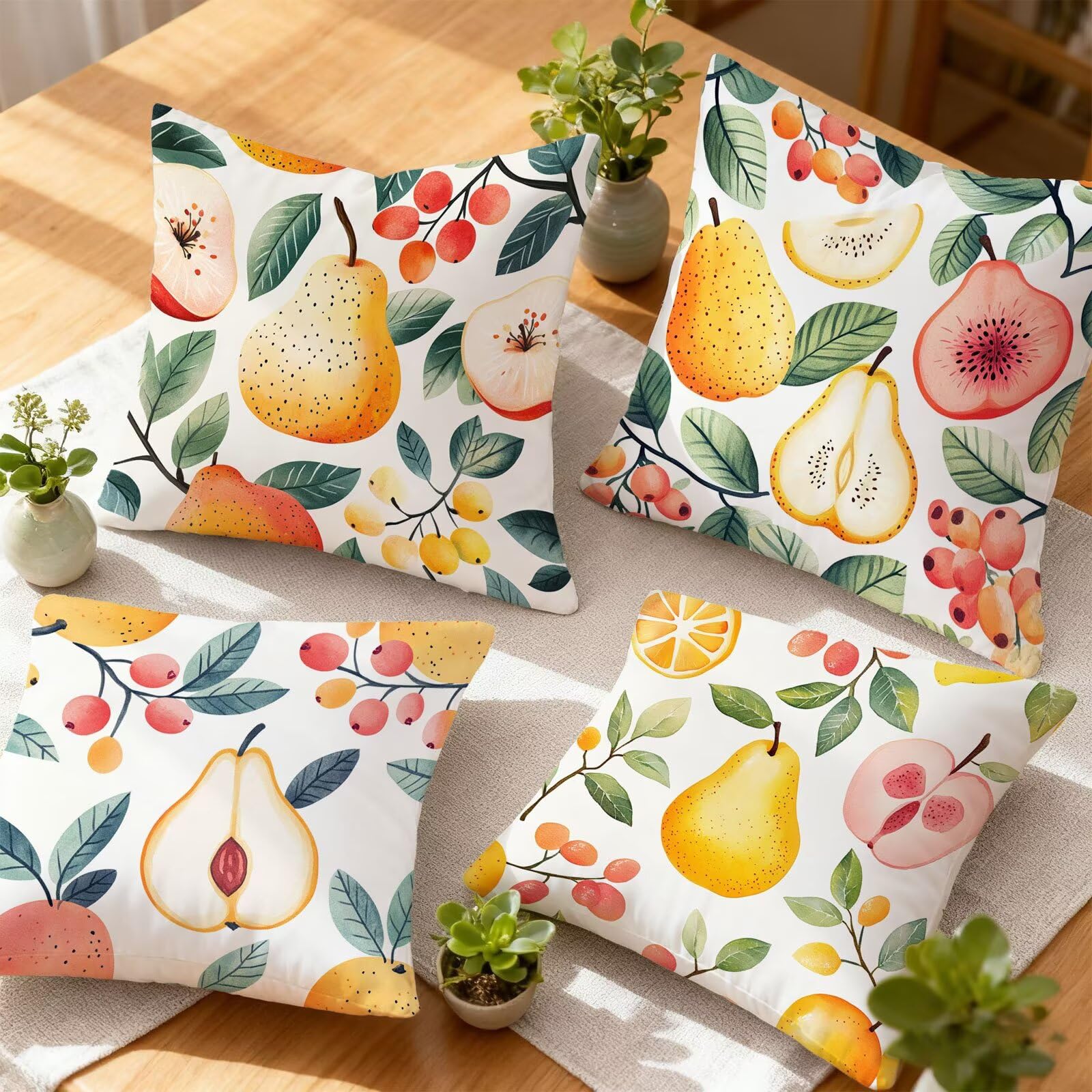 Amarillo Funda Cojin 60x60 Fruta Funda Almohada 60x60 Cojines Sofa Súper Suave Fundas Cojines Decorativos Fundas Almohadas 4 Piezas Cervicales y Cuello, para Hogar Sofa Cama Salon Decoracion E - 597