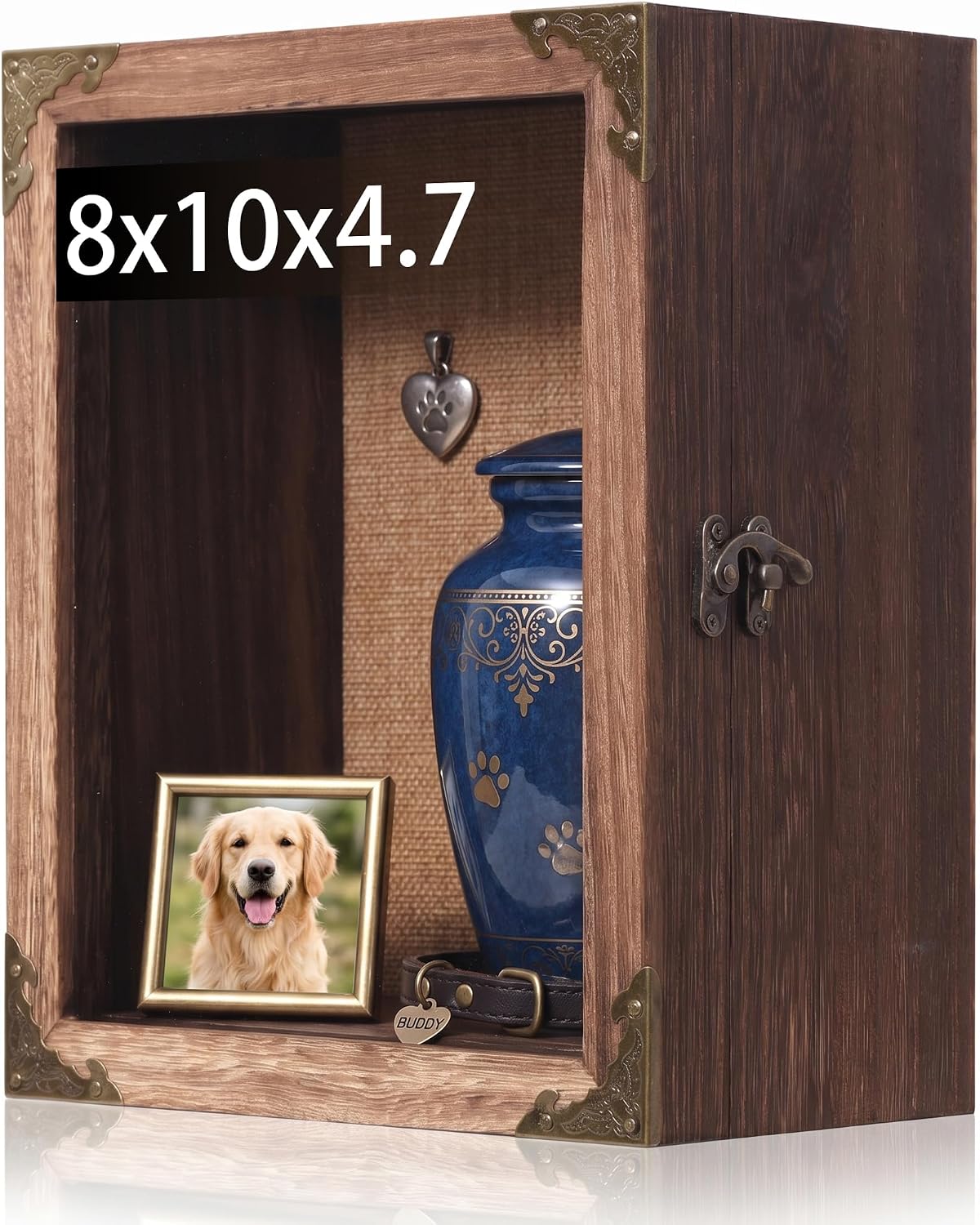 Deep Shadow Box Frame 8x10 with 4.7" Overall Depth, Rustic Carbonized Wood Display Case, Deep Wood Memory Box with Vintage Lock, Display Case for Collectibles, Wedding Keepsakes