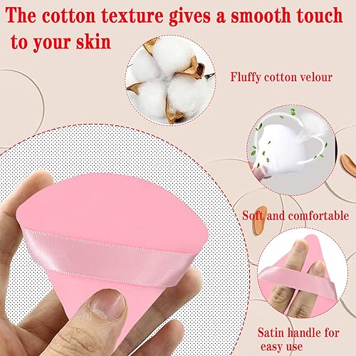 Miniatura 4 de 2 piezas de esponja de maquillaje triangular suave para fijar suelto mineral polvo corporal esponja cosmética de terciopelo de cuña de 276 pulgadas