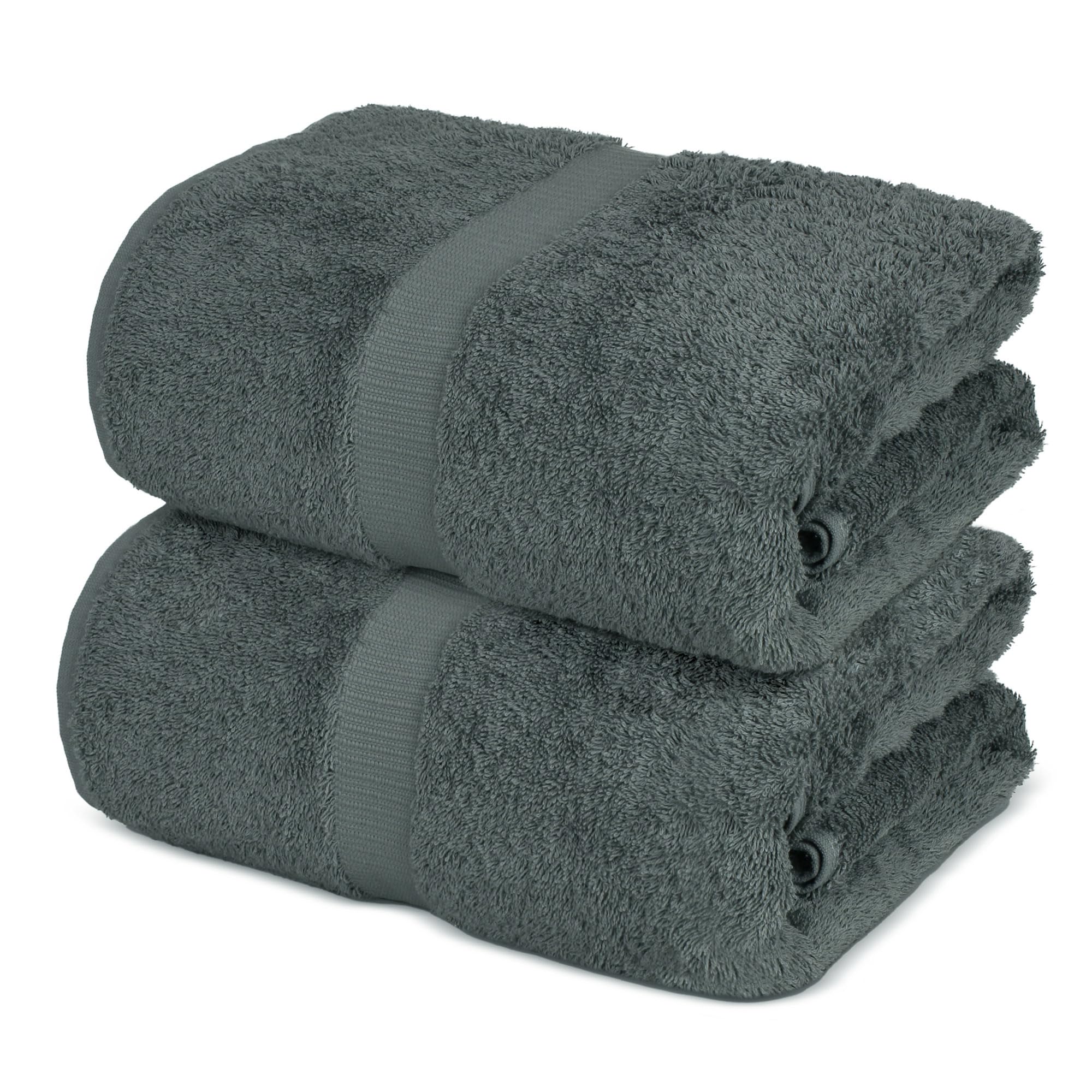 Towel Bazaar Premium Cotton Super Soft and Absorbent Turkish Towels (2-Piece Bath Sheet Towel, Dark Gray)