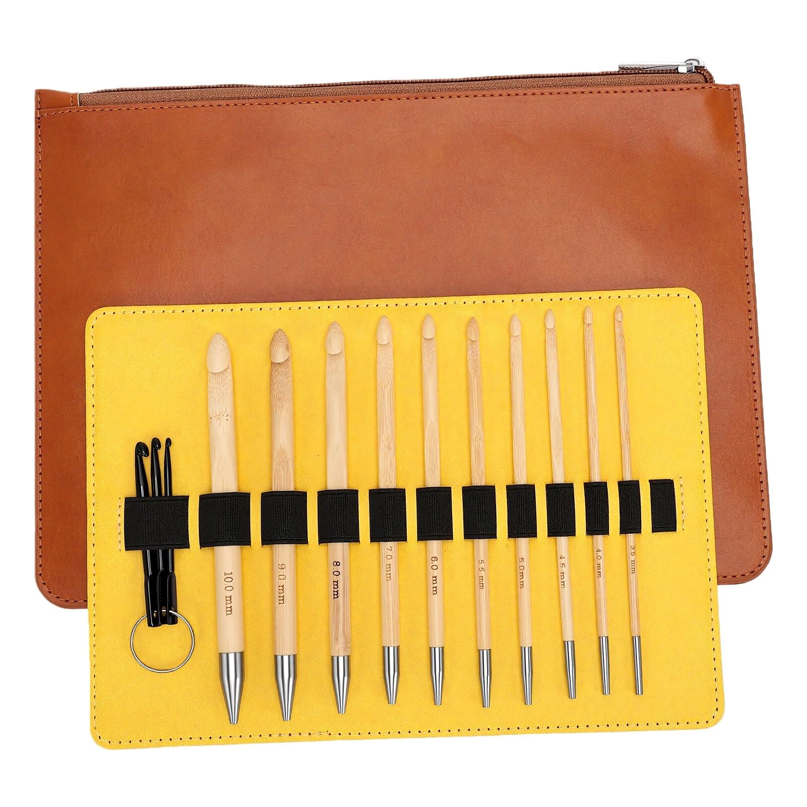 OVAQUIXI Juego de Ganchos de Crochet Tunecino 10 Piezas 3.5-10.0mm Ganchos