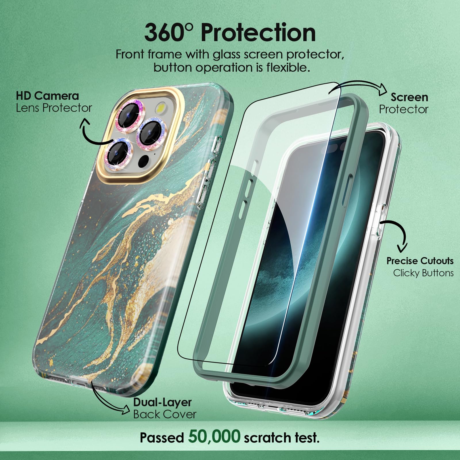SHEDEER Cover per Samsung S24 Ultra con Vetro Temperato & Paraurti + Protezione Fotocamera, Protezione in TPU Antiurto a 360°, Antigraffio Aesthetic Brillante Custodie Cover per Galaxy S24 Ultra,Beige