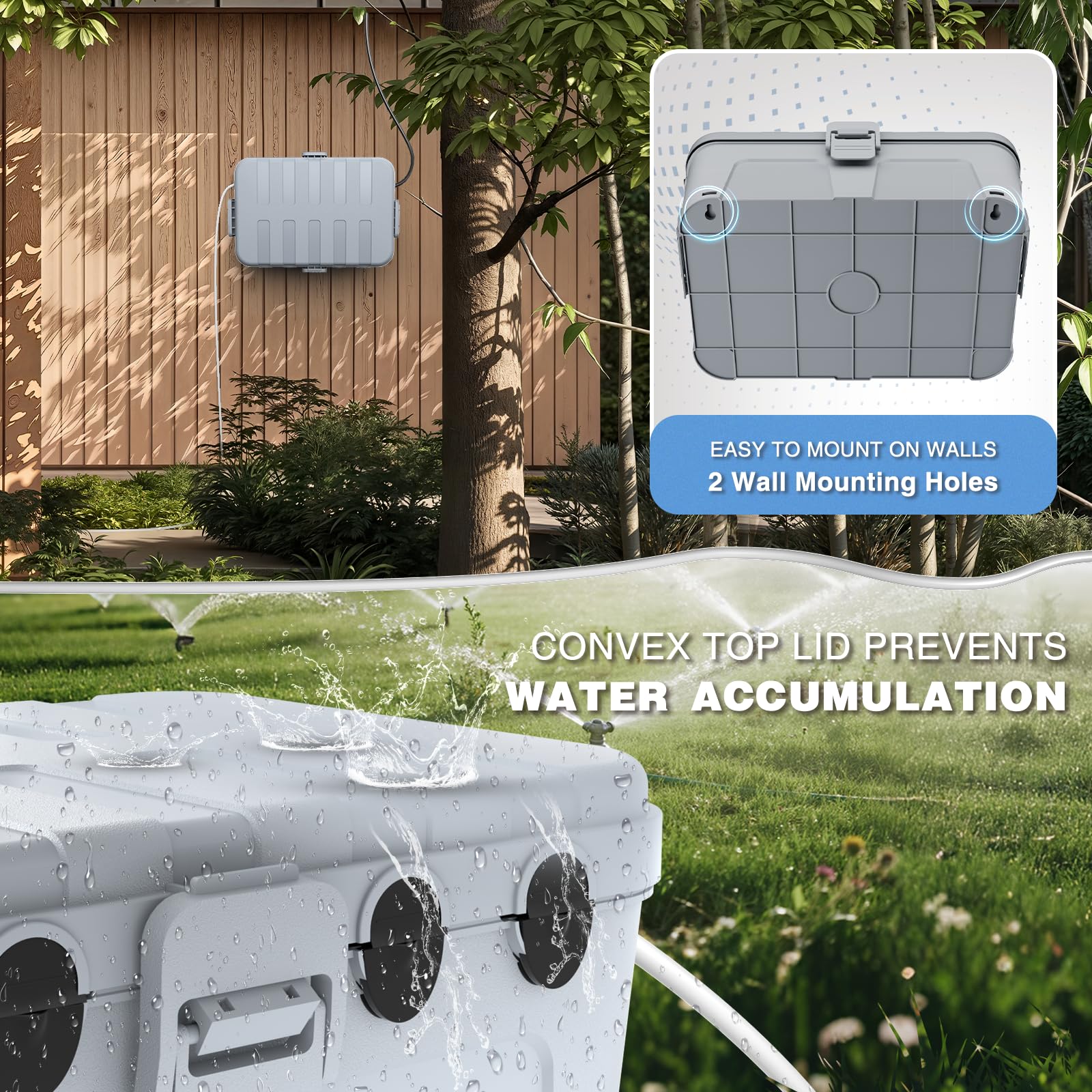 Flemoon Outdoor Elektrobox Wasserdicht, IP54 Wasserdicht Verlängerungskabel Abdeckung, Schutz Steckdose, Stecker, Steckdose, Timer, Steckdosenleiste, Urlaubslicht, Große Wetterfeste Anschlussbox