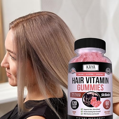Miniatura 8 de Kaya Naturals Hair Growth Gummies - Biotin 5000mcg Vitamins for Healthy Hair, Skin, and Nails - Beauty Supplement for Women or Men - 120 Count -