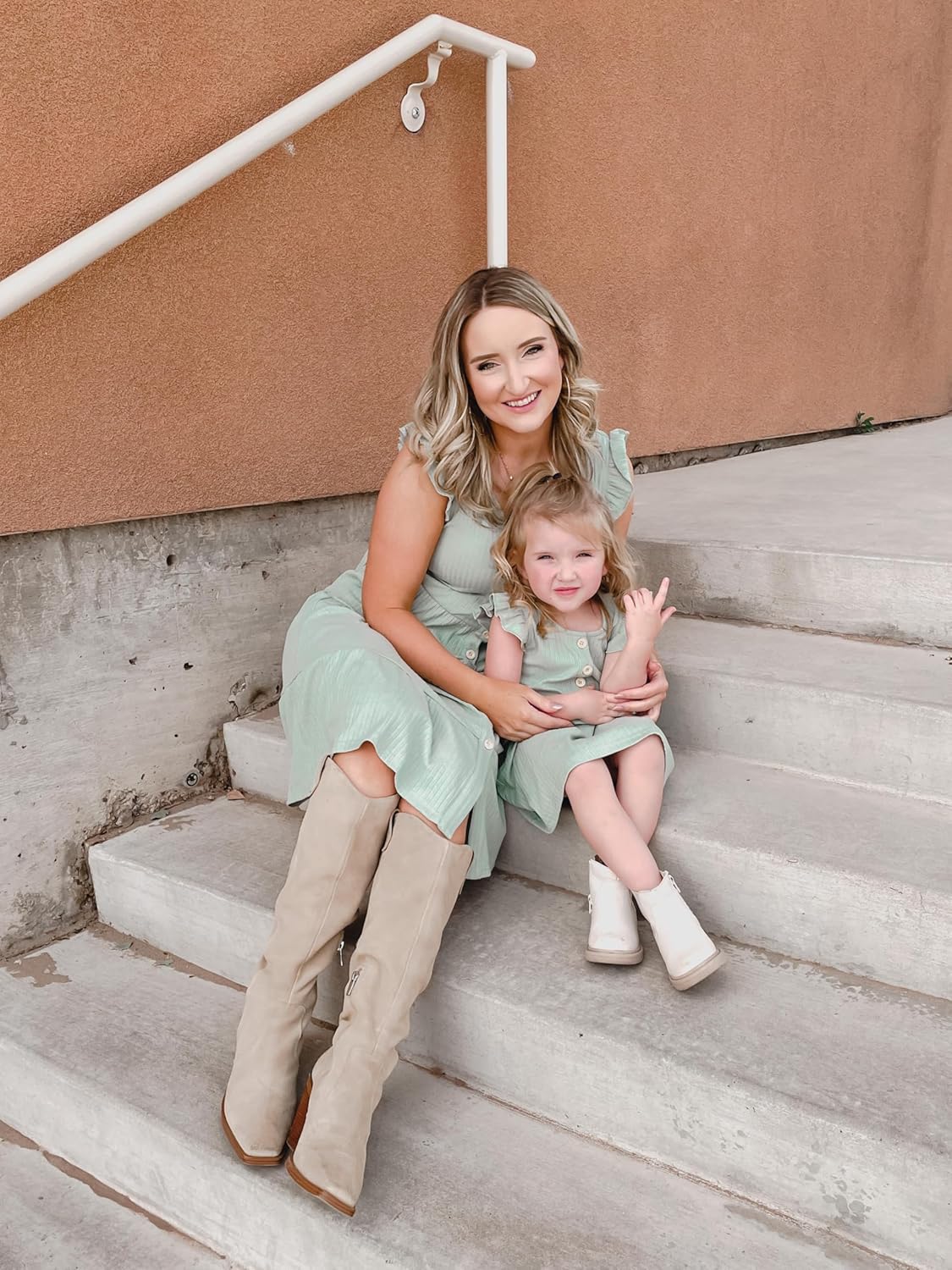 IFFEI Matching Family Dresses Cotton Ruffle Decor Mommy and Me Matching Dress - Image 5