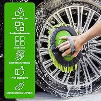 Vista 4 de bemece Cepillo de limpieza para auto con mango largo, cepillo de microfibra de chenilla, 2 en 1, kit de lavado de autos para limpieza de autos