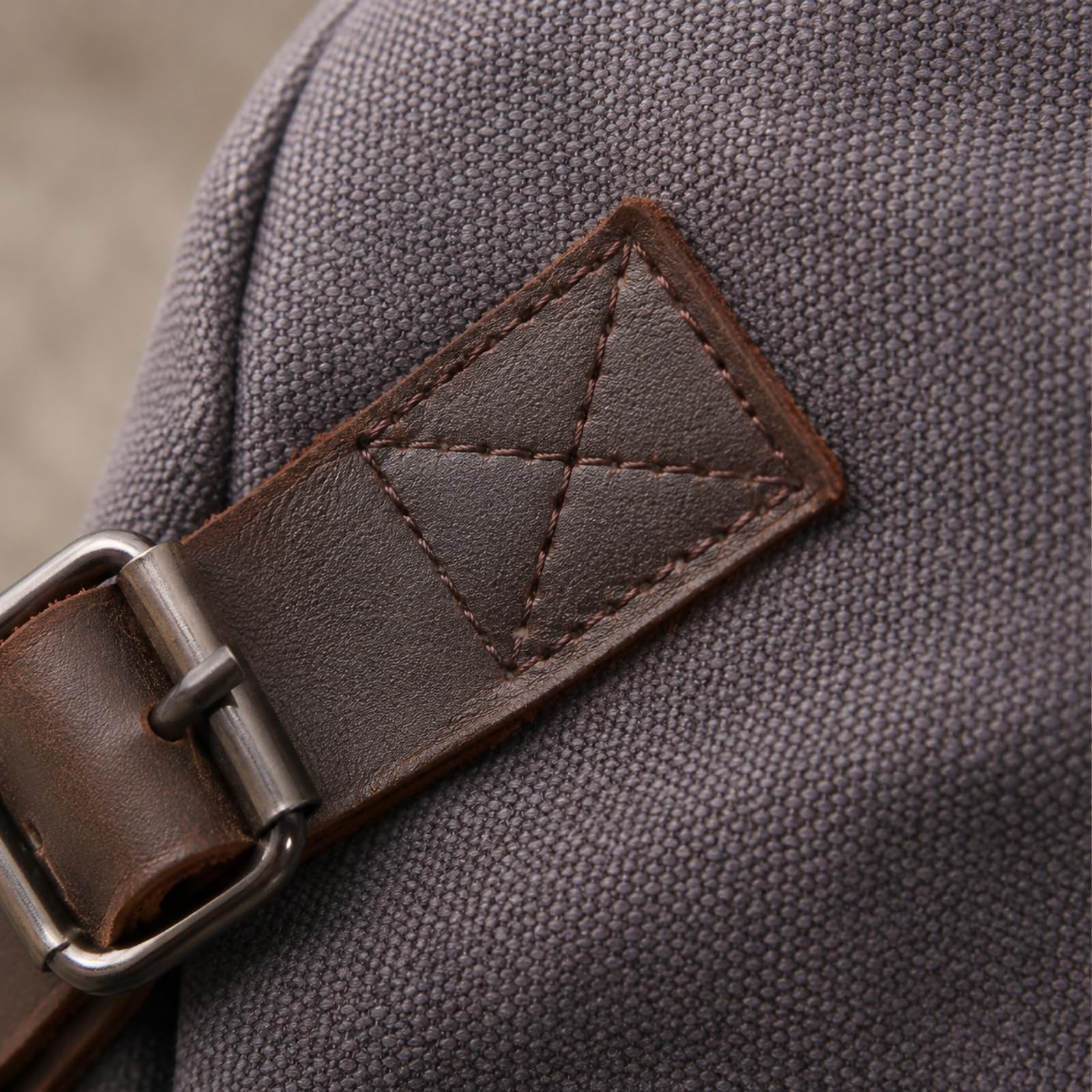 Zaino Tela Cerata Compatta Borsa Monosp con Finiture in Pelle Compatto a Tracolla Bag per Pendolari, Città