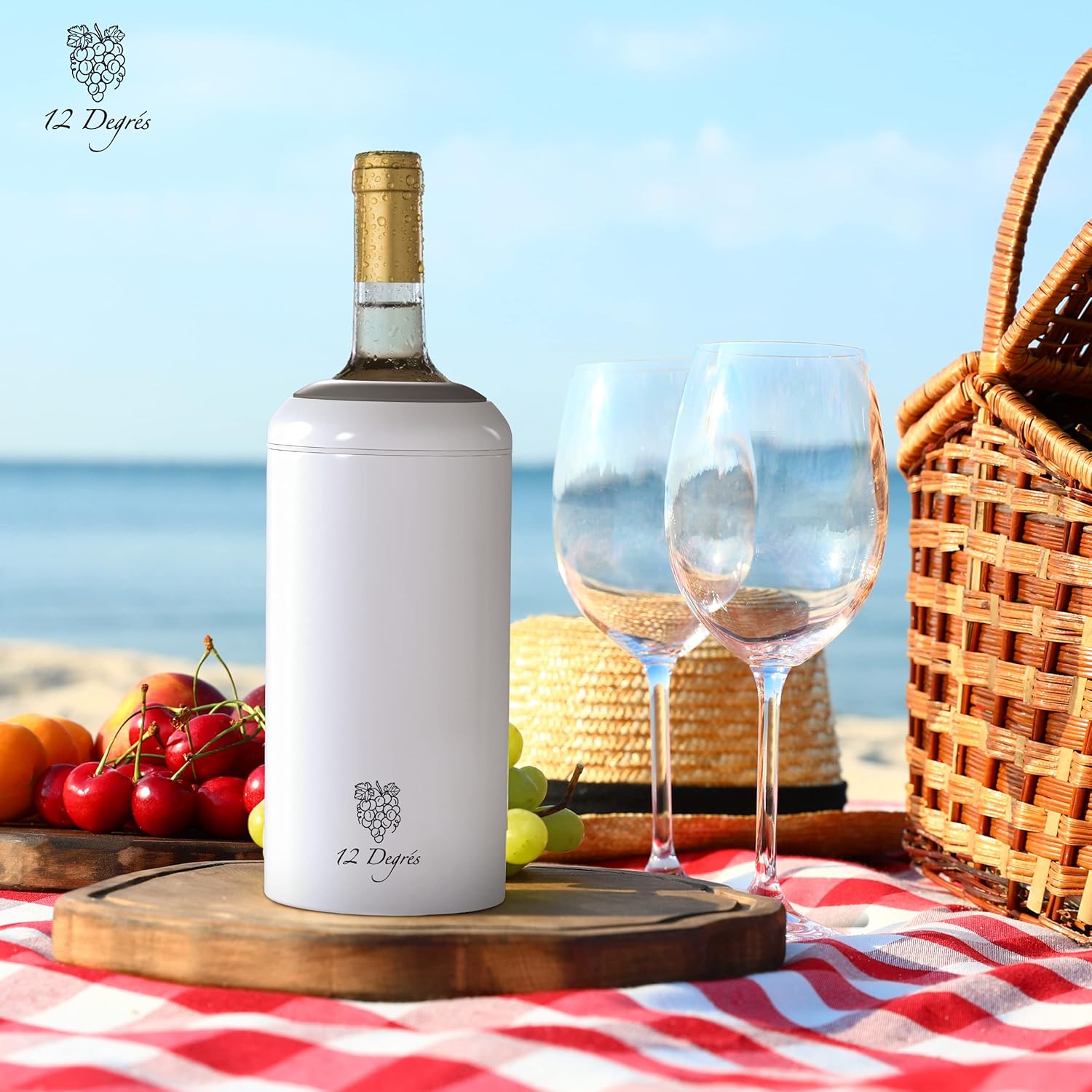 Wine Chiller Set - Perfect Wine Gifts for Women & Men - Stainless Steel Insulated Wine Cooler with Wine Pump, Aerator & 4 Stoppers (White Matte) - Image 8