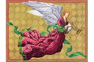 Caspari Christmas Cards Boxed: Entertaining Angel with Trumpet