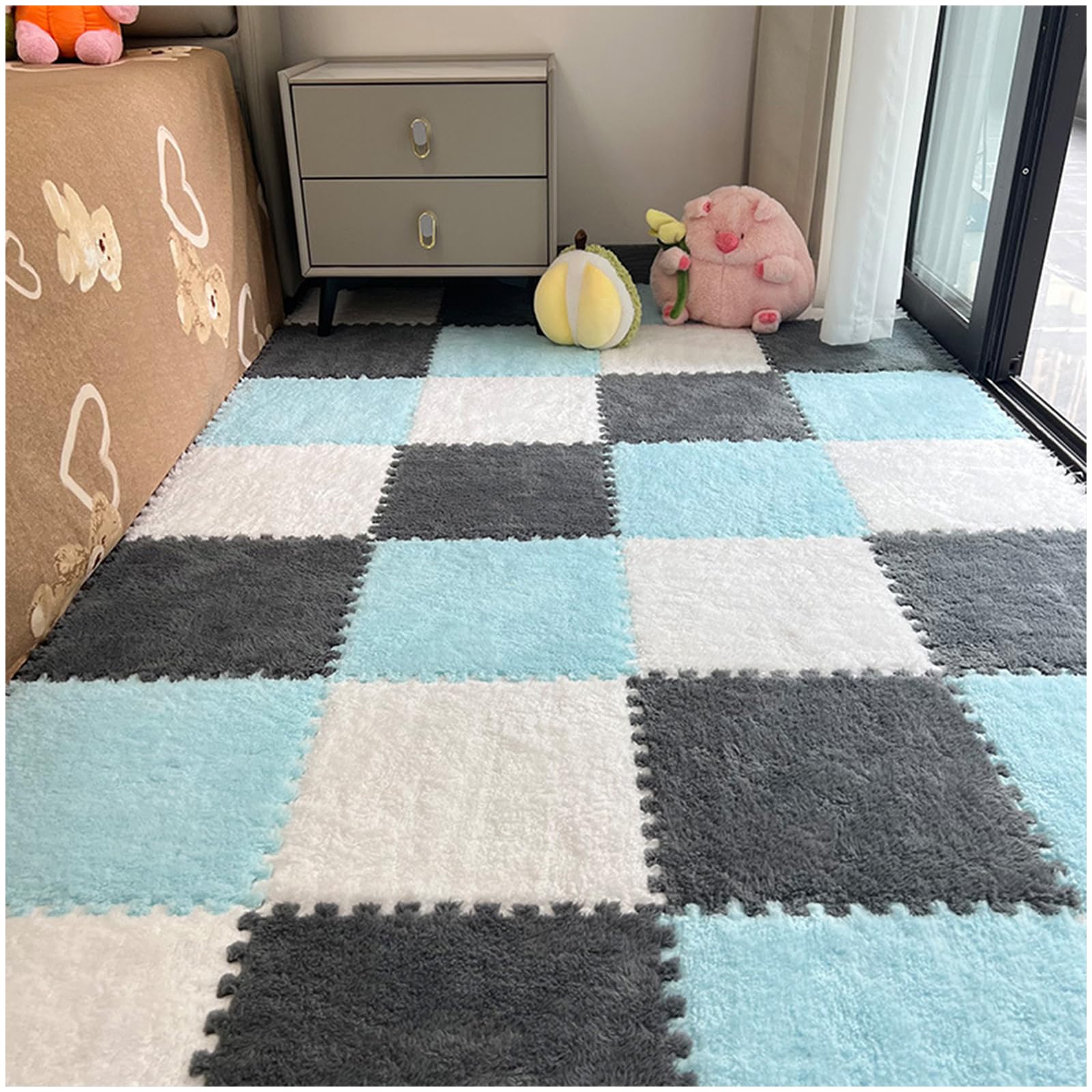 Tappetino da Gioco in Schiuma,Tappetini A Incastro Eva con Bordi,10pcs,Tappeto Peluche,Morbido E Soffice,Ideale per La Casa,La Stanza dei Giochi Cameretta Bambini(30 * 30 * 1cm(10pcs),V)