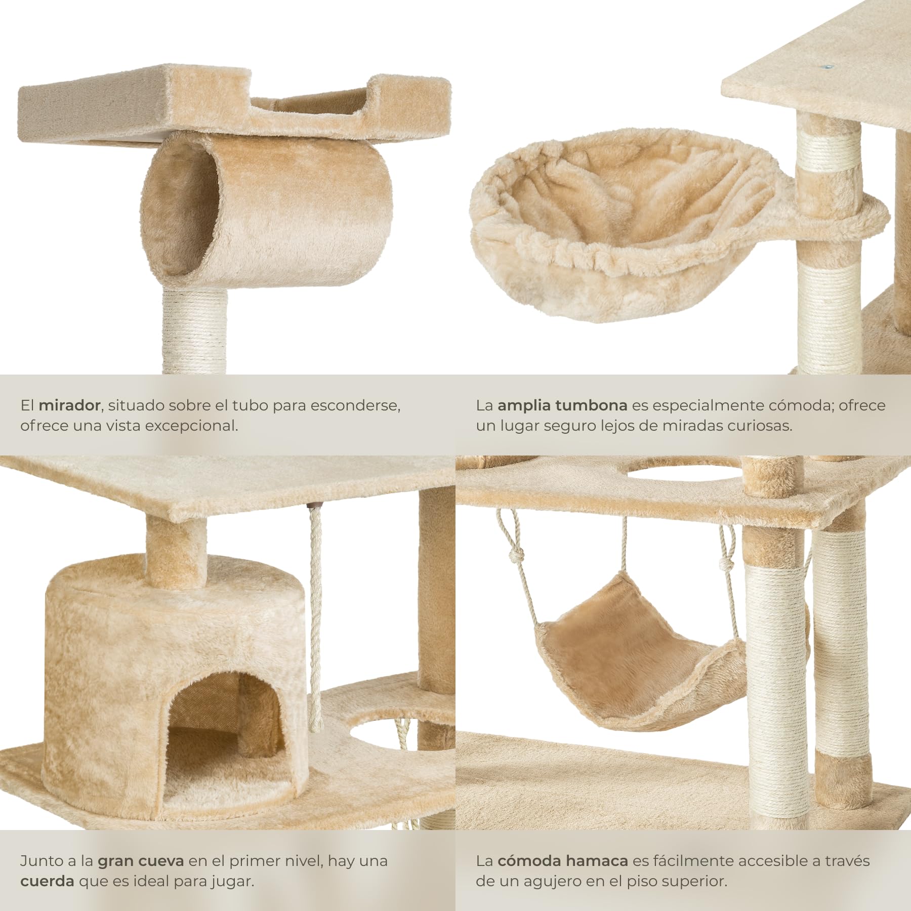 Torre para gatos y centro de actividades TecTake de 141 cm