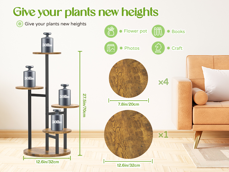 Amazon.com : Oppro 5 Tier Plant Stand Indoor, Metal Wood Flower