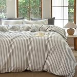100% Coton lavé Couvercle Ensemble Queen Taille Comfy Bande douce respirante Texture durable Lin Feel Bedding pour toutes les saisons (Dusty Purple, Queen Taille)