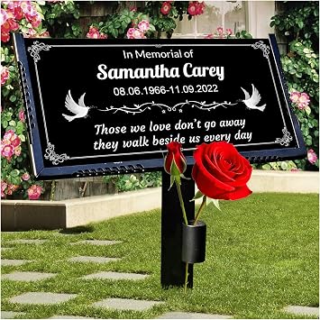 Personalized Memorial Plaque,Headstones for Grave,Grave Markers for Cemetery for Humans,Black Granite Memorial Stone Outdoor,Temporary Grave Markers with Photo,Name Style-5