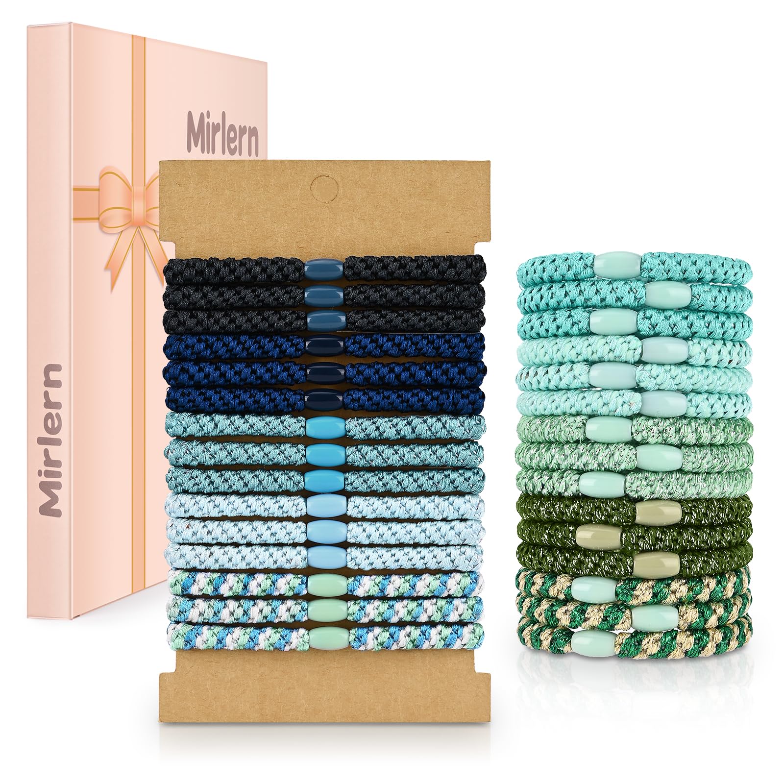 Mirlern 30 Pcs Hair Ties No Damage for Women Girls, High Elastic Braided Hair Ties for Thick Hair, Soft Ponytail Holders, No Crease Hair Bands for