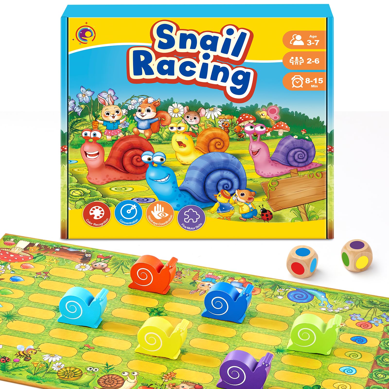 Snail Race Game, Board Game for Kids 3‑8, 2‑6 Players Family Preschool Toy