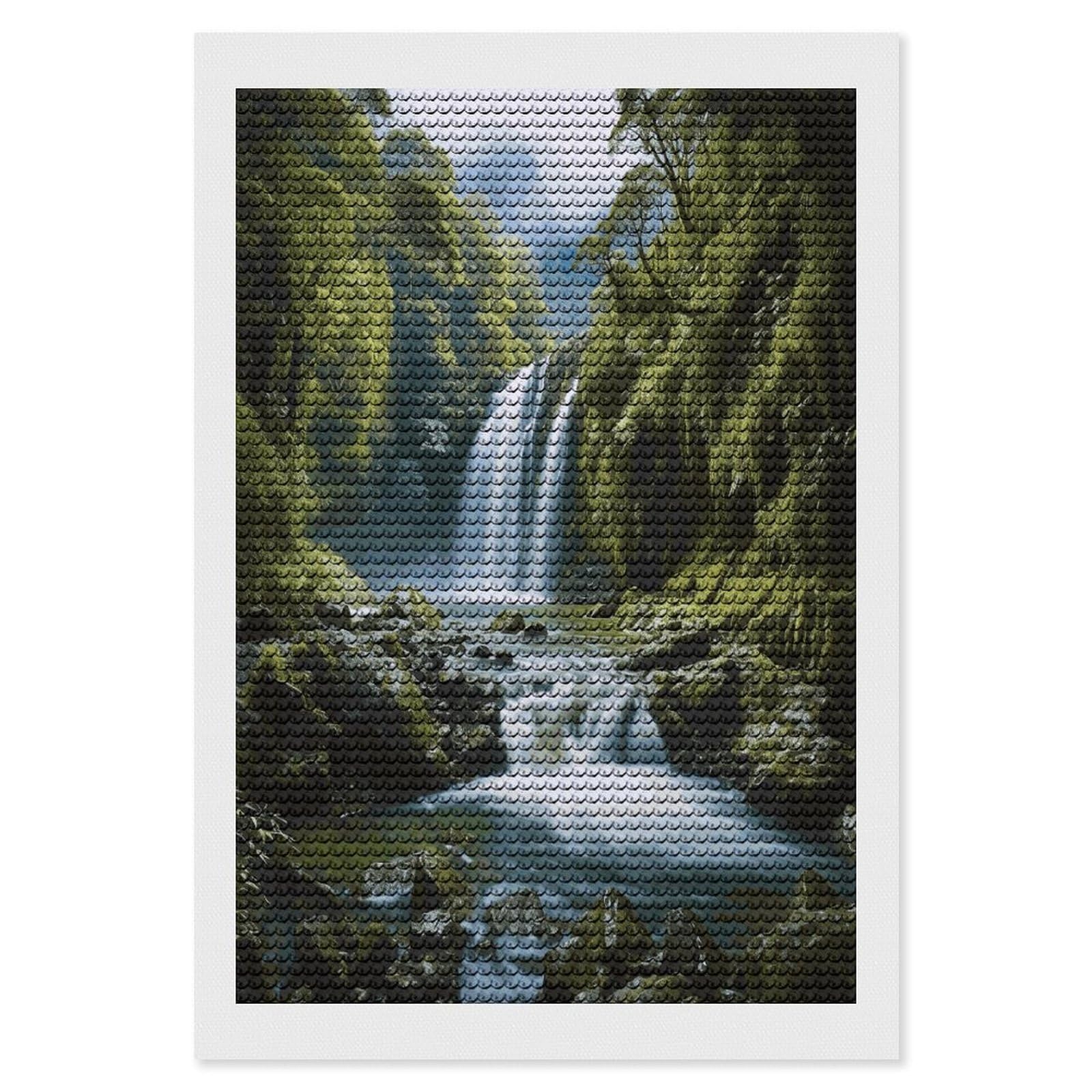 LDGSUPH Waterfall Landscape Painting Diamond Painting Kits for Adults Paint with Diamond Pictures Art DIY Full Drill Diamond Dots Painting Personalized Diamond Photo for Home Wall Decor Gift 8"x12"