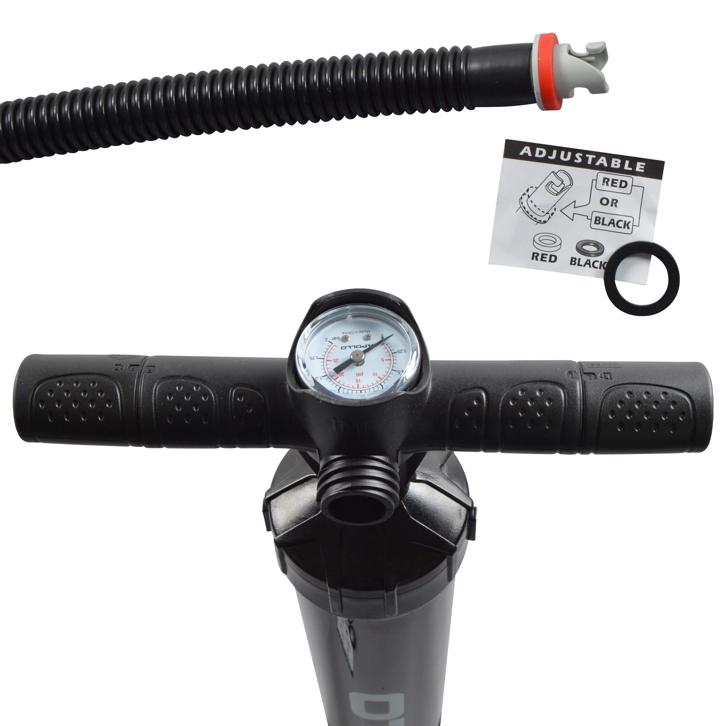 Apollo Gonfleur Paddle à Double Action - Pompe Paddle à Air pour Planches - 2 x 2 litres – Pompe Gonflage avec Jusqu'à 2 Bars de Pression Max. - Légère et Maniable - pour Tous Les Modèles