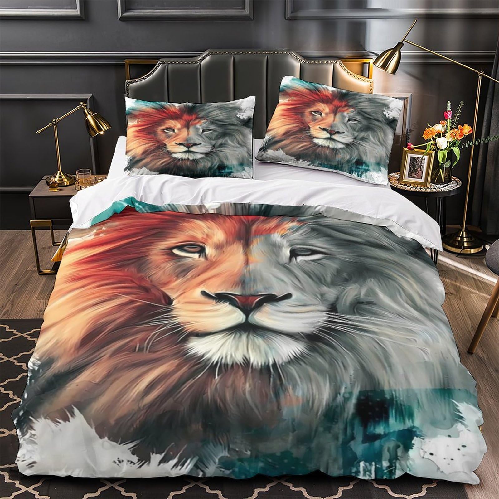 Housse de couette lion douce et hypoallergénique pour un sommeil sain sans irritations