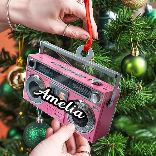 Miniatura 4 de Adorno de radio personalizado 2025, adorno de radio retro personalizado, cinta de cassette, adornos retro, adornos de radio de Navidad, adornos de