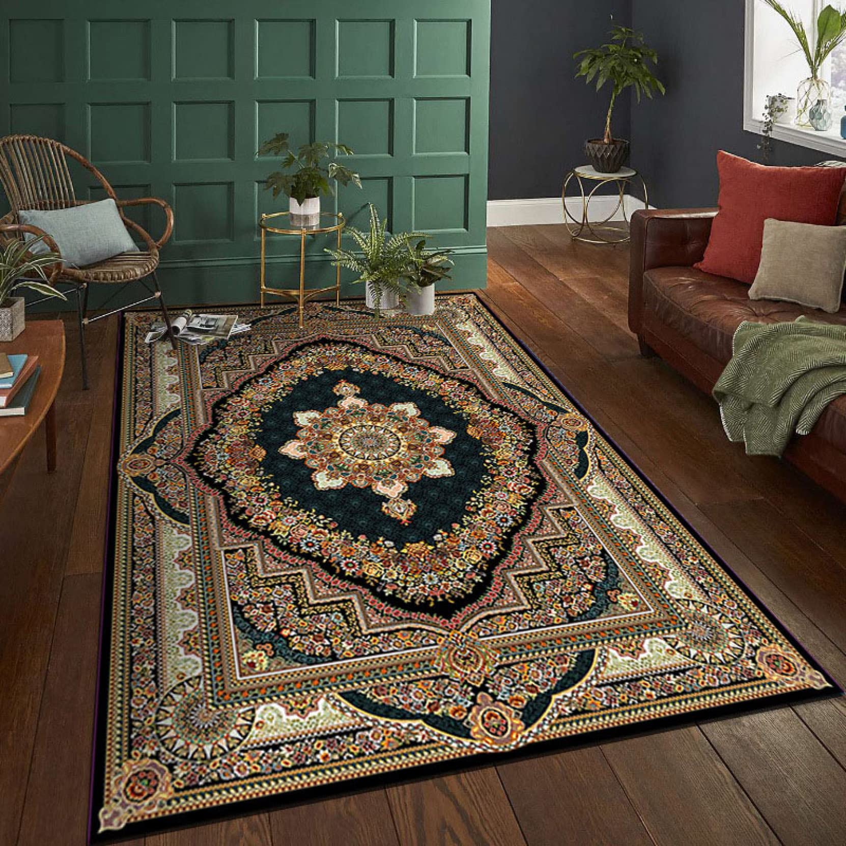 Amazon｜ヴィンテージ 花柄 ラグ マット 玄関マット レトロ 140*200cm