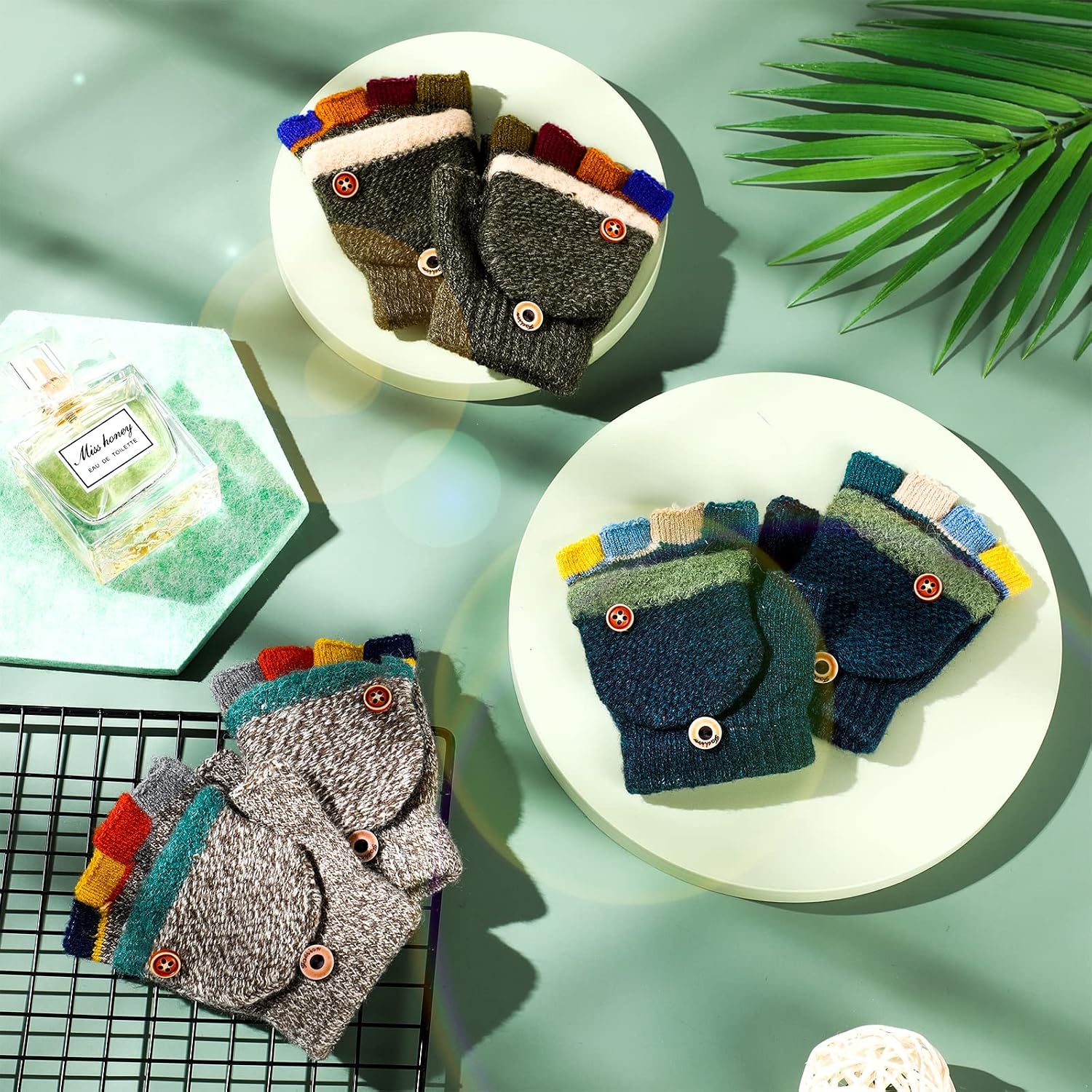 Handepo 3 Pair Toddler Mittens, Kids Fingerless Gloves