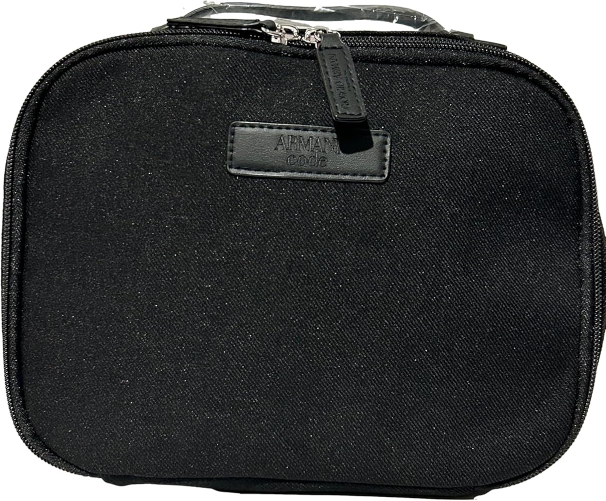 Amazon.com: GIORGIO ARMANI MEN Canvas Toiletry BLACK Zip Travel