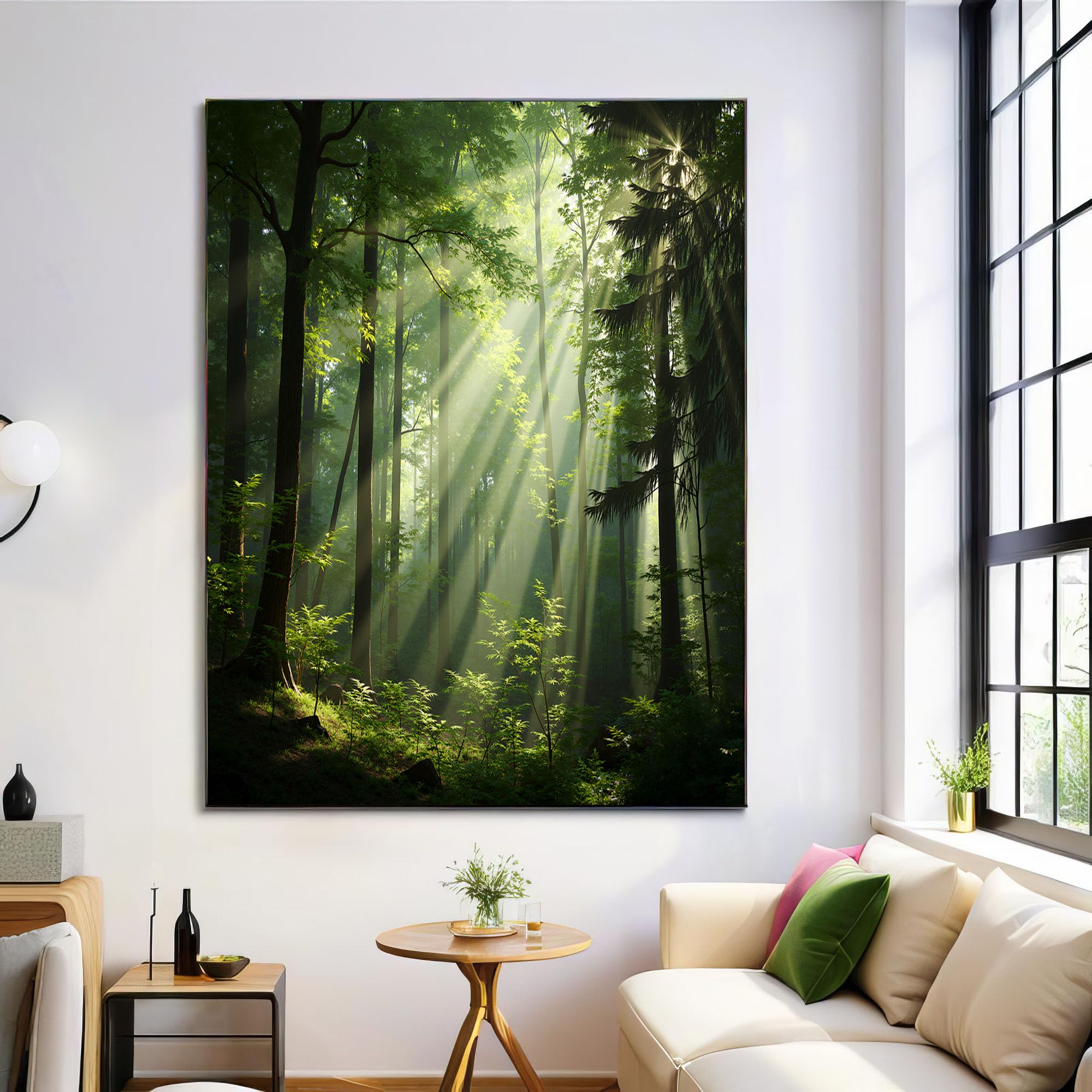 Póster de pared de paisaje verde bosque en 70x100cm que ilumina y decora salones modernos 7