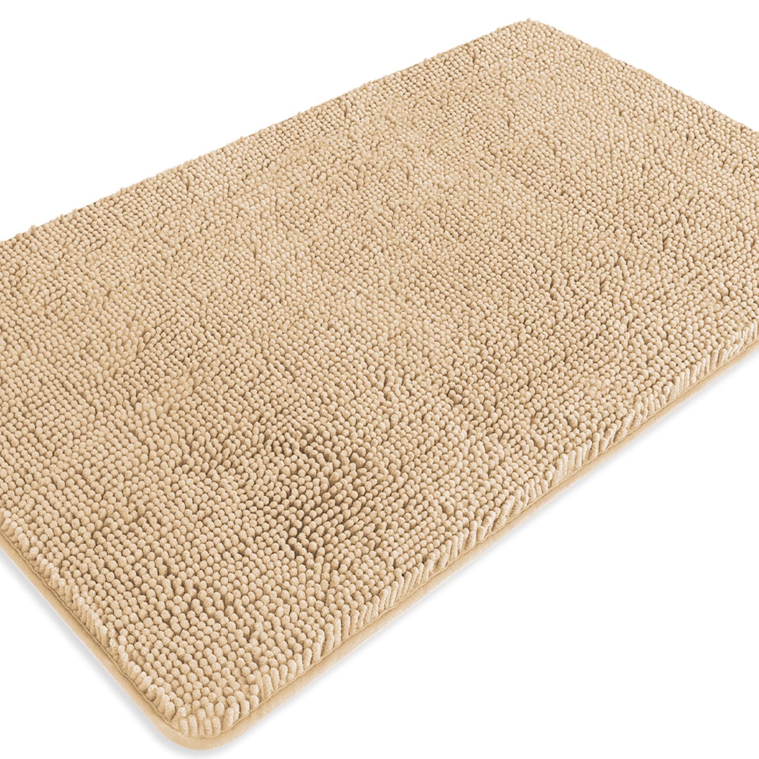 PureSwan Ivory Cream Bathroom Rugs – Absorbent and Washable Bath Mat, Non-Slip, Thick Soft Chenille Bath Rugs for Bathroom Floor, Shower, Sink - 26" x 44"