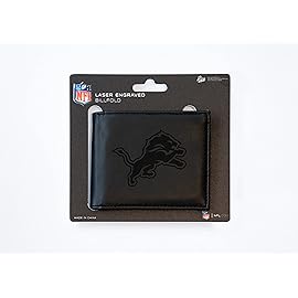 Rico Industries Laser Engraved Billfold Wallet, Detroit Lions Black