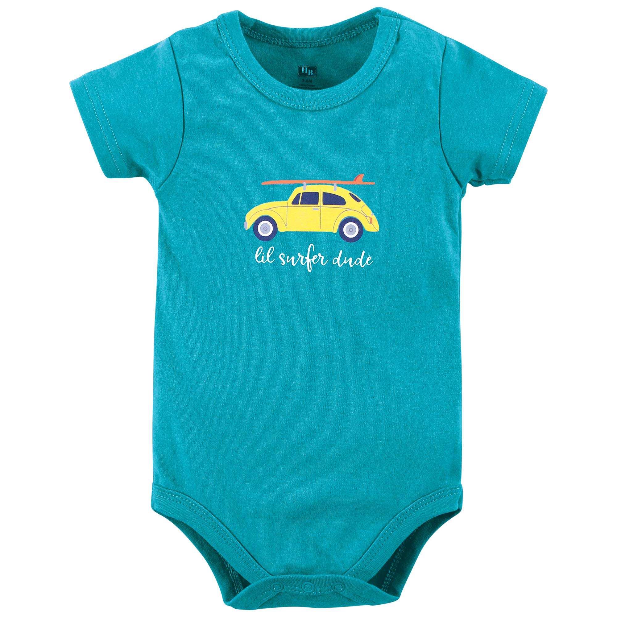 Hudson Baby Dziecięcy chłopcy unisex bawełniane body dla chłopców i mężczyzn, zestaw szortów i butów, T-shirt surfer Dude, 3-6 miesięcy