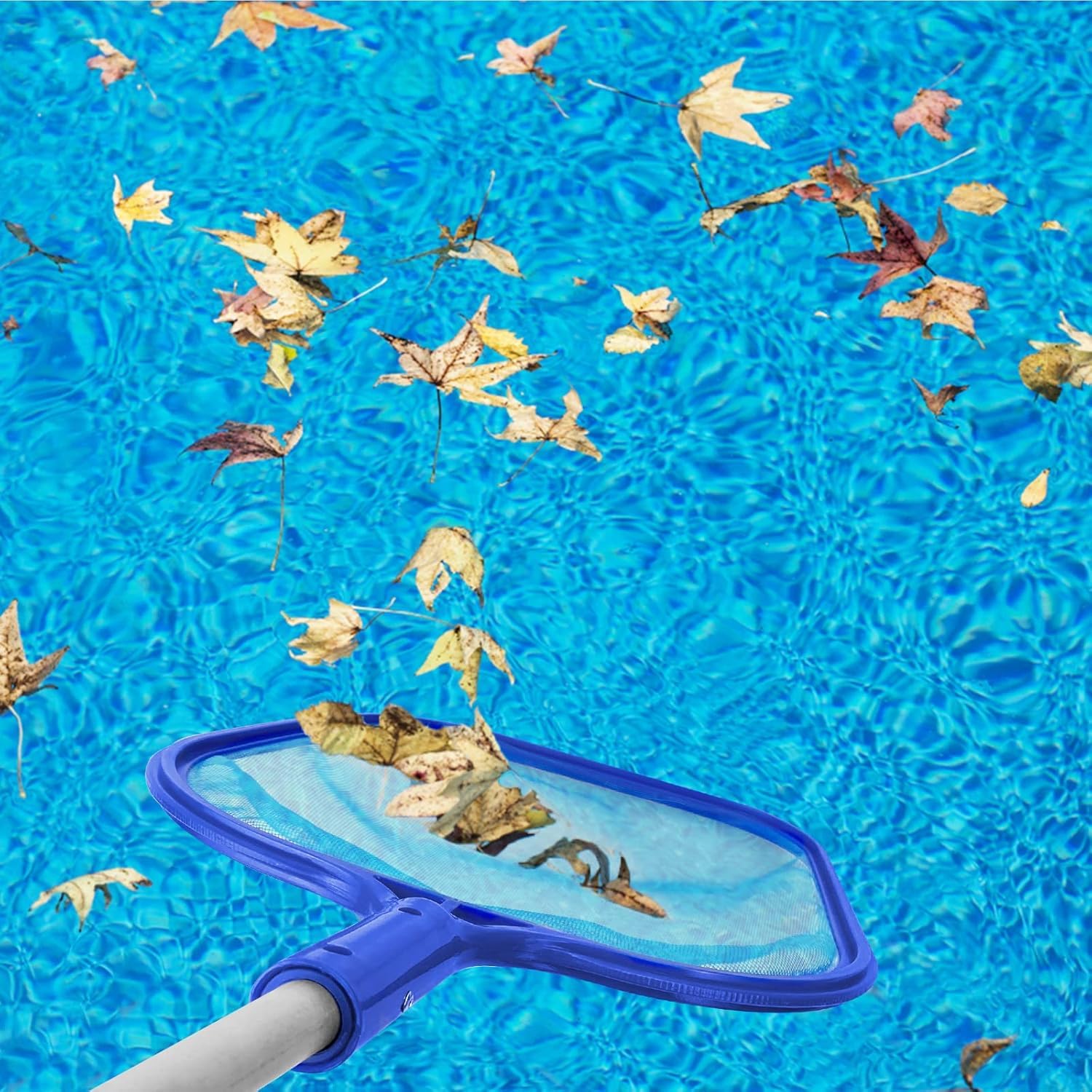 Skimmer de Piscina, Skimmer de Red de Mano para Limpieza de Piscinas Utilizado para Limpiar la Piscina,Estanque de jardín,Jacuzzi con 5 Varillas de Aluminio