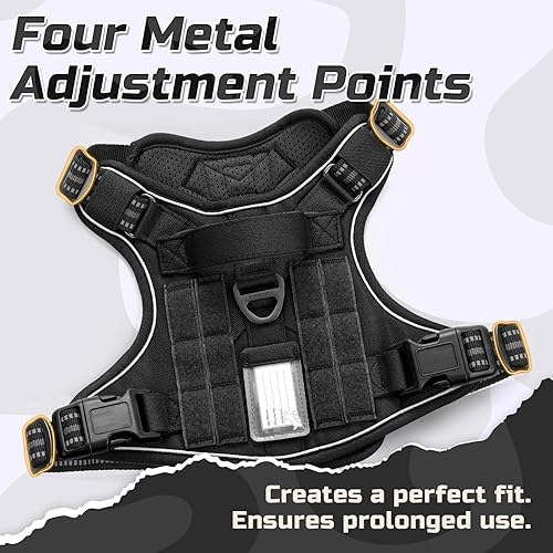 Miniatura 7 de rabbitgoo - Arnés táctico para perros grandes, chaleco de servicio militar sin tirones con asa y equipo Molle, fácil control para entrenar y