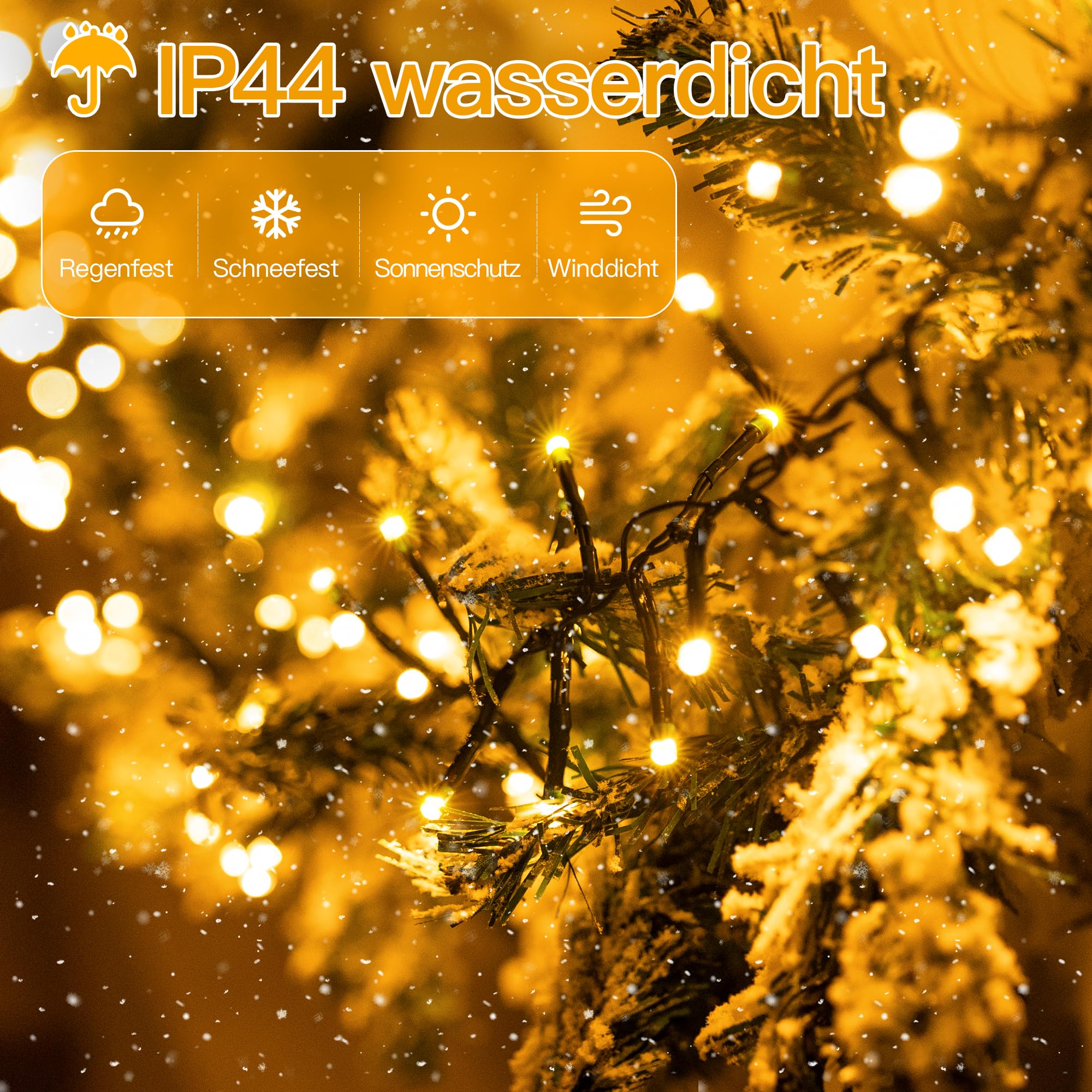 Ollny 15m Lichterkette außen 1000 LEDs, Lichterketten mit 8 Modus und Timer, Cluster Lichterkette outdoor IP44 wasserdicht mit Stecker, für Weihnachtbaum Hochzeit Party (warmweiß)