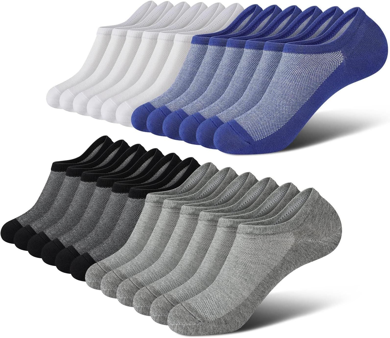 - No Show Socks Men, Low Cut Ankle Short Casual Cotton Socks with Non Slip Grips 6-10/11-13