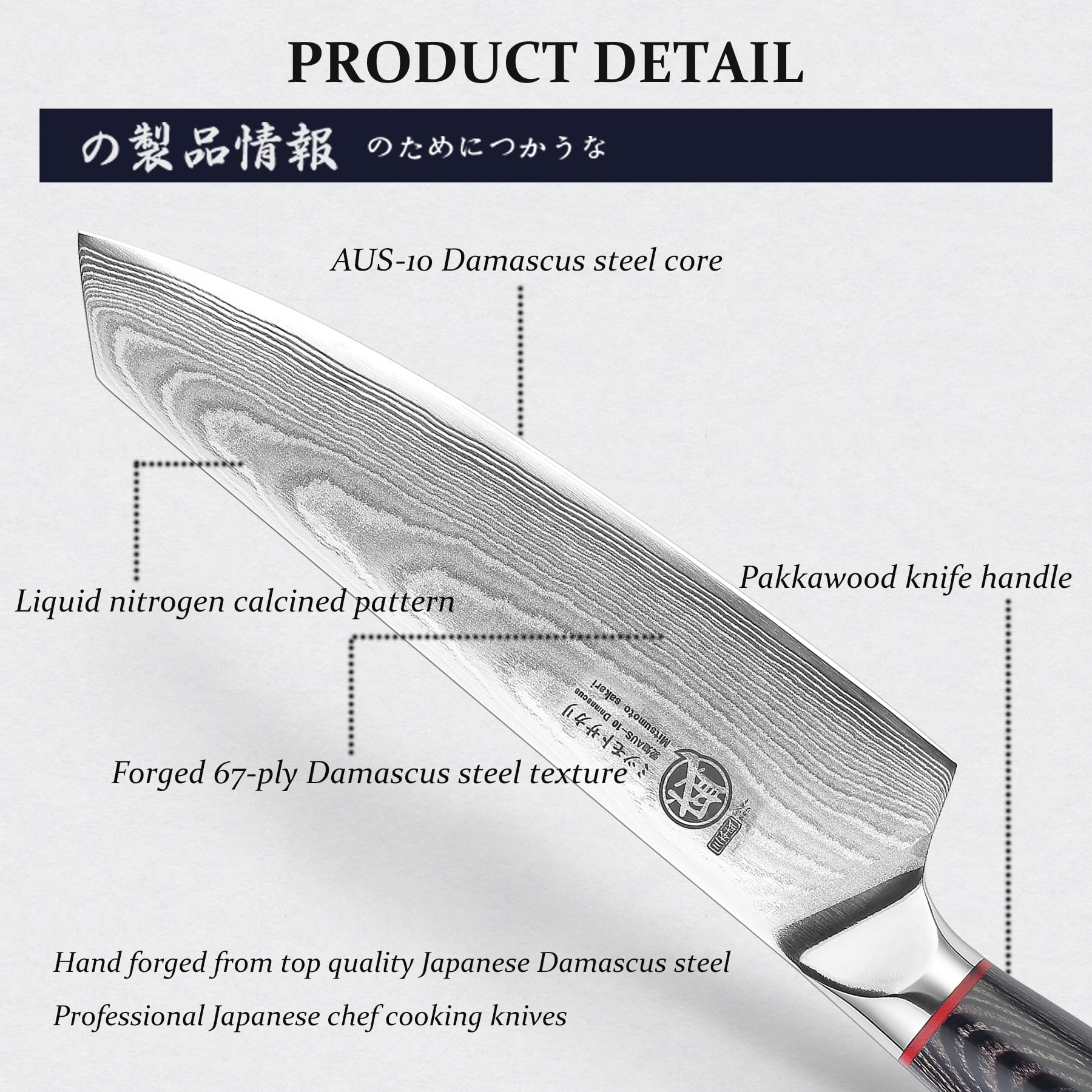 MITSUMOTO SAKARI 18 cm Coltelli da Cucina Giapponese Kiritsuke, AUS-10 Damasco Coltello da Chef, Mano Forgiato Professionale Coltello da Carne Cuoco con Manico& Scatola di legno Boutique
