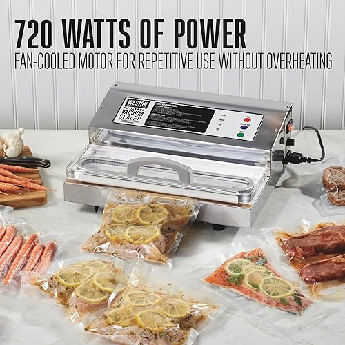 Miniatura 10 de Weston Brands Máquina selladora al vacío para conservación de alimentos y Sous Vide controles LED programables digitales sella bolsas de hasta 15