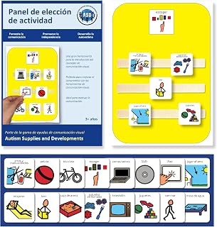 Autism Supplies and Developments Panel Elección Visual Actividades – Panel Rutinas Mejorar Comunicación - Juguetes Autismo –CAA – Regalos Niños –16 x Pictogramas Rutinas Niños Español