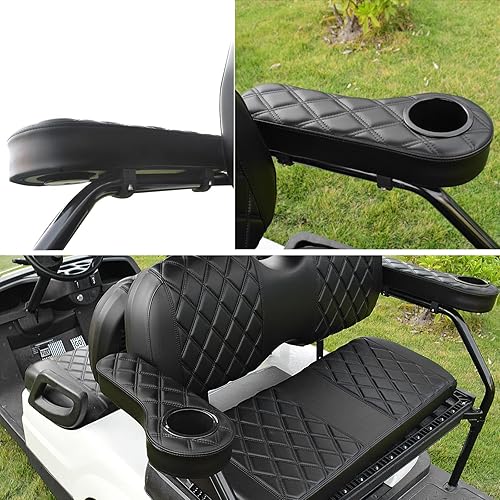 Miniatura 6 de NOKINS Reposabrazos de carrito de golf con soporte para tazas, sin perforación, reposabrazos de carrito de golf para reposabrazos de soporte redondo