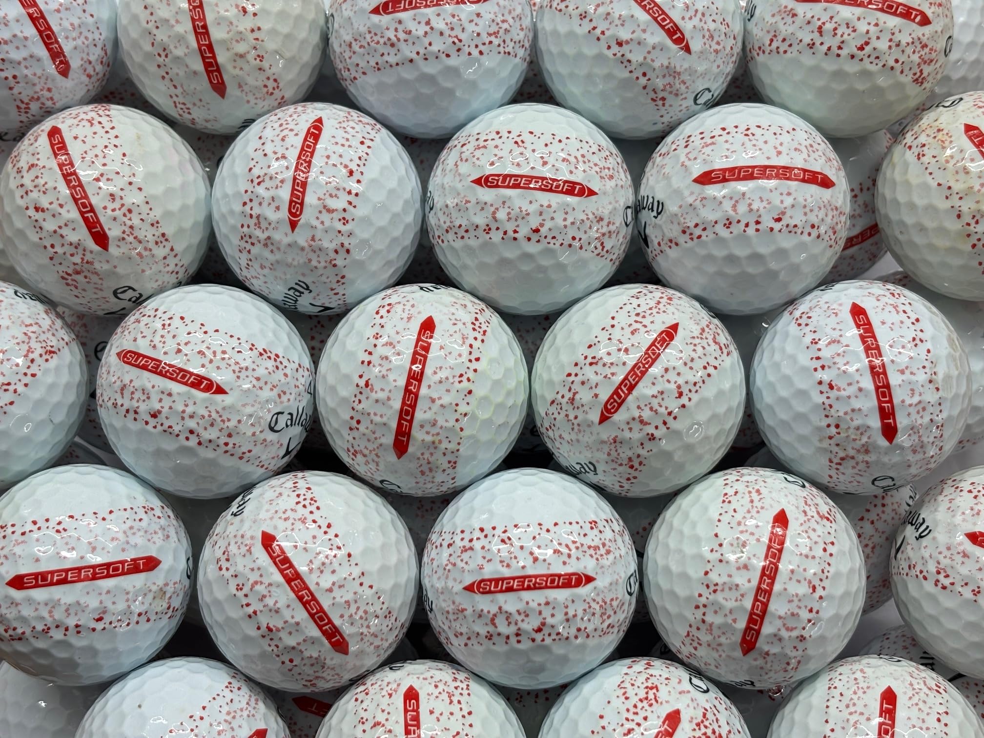 Supersoft Splatter Red Golf Balls Pearl/A Grade For Callaway Recycled 12 Pack