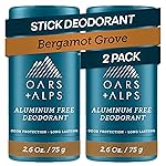 Oars + Alps Deodorant for Men & Women, Aluminum Free Deodorant for Men, Dermatologist Tested, Clean Ingredients, Vegan, Long Lasting, Odor Protection, Bergamot Grove, 2pk, 2.6oz