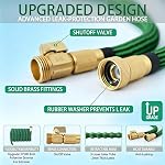 100FT Expandable Garden Hose 10 Function Spray Nozzle, Flexible Lightweight Kink-Free Leakproof Retractable Water Hose with Brass Connector for Yard Lawn Car Patio Pet Cleaning (Green-Dotted Black)