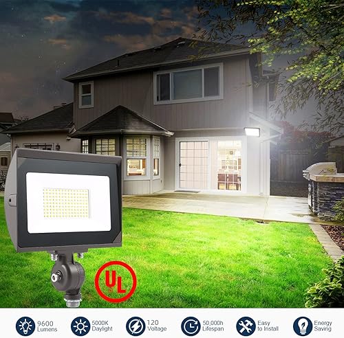 Miniatura 2 de Luz de inundación LED para exteriores de 80 W con montaje de nudillo de 12 pulgada (placa incluida), luz diurna 5000K 9600LM 120V, iluminación de