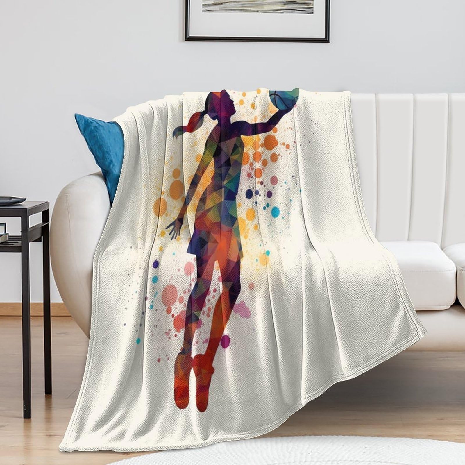 Couverture de lit basket-ball en peluche douce et chaude pour enfant, plaid 100x130 cm